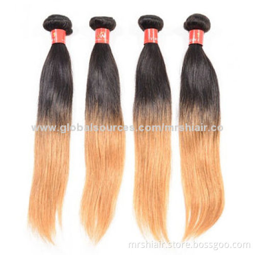24-inch Ombre Color Silk Straight Peruvian Virgin Hair Weave